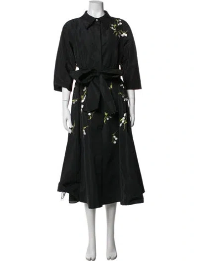 Pre-owned Teri Jon Floral Print Long Dress W/ Tags In Black