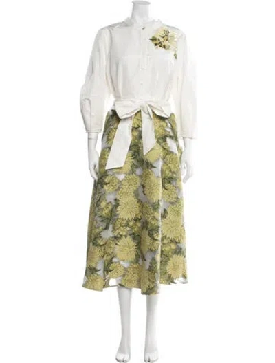 Pre-owned Teri Jon Floral Print Long Dress W/ Tags In Green