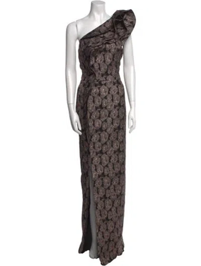 Pre-owned Teri Jon Floral Print Long Dress W/ Tags In Multi