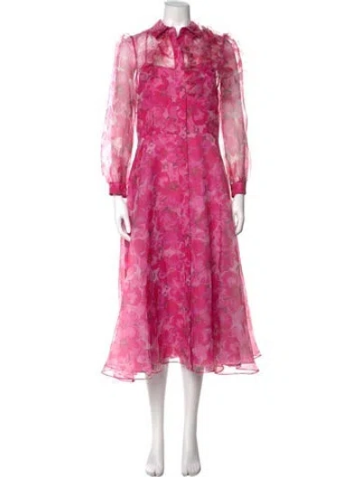 Pre-owned Teri Jon Floral Print Long Dress W/ Tags In Pink