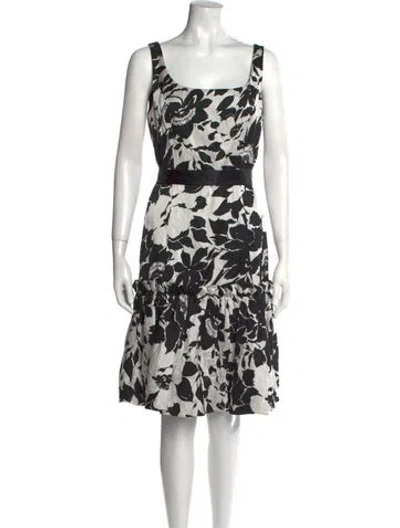 Pre-owned Teri Jon Floral Print Long Dress In White