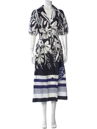 Pre-owned Teri Jon Floral Print Midi Length Dress In Blue