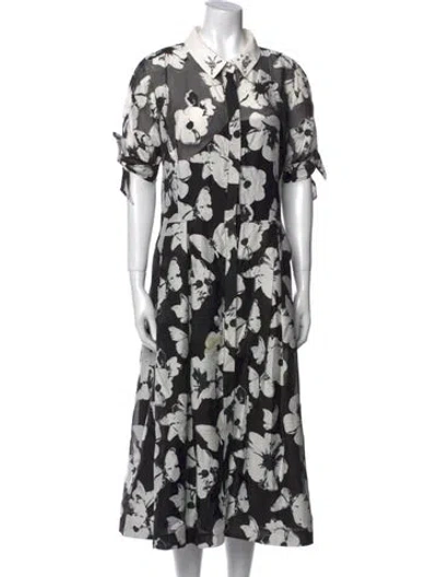 Pre-owned Teri Jon Floral Print Midi Length Dress In Multi
