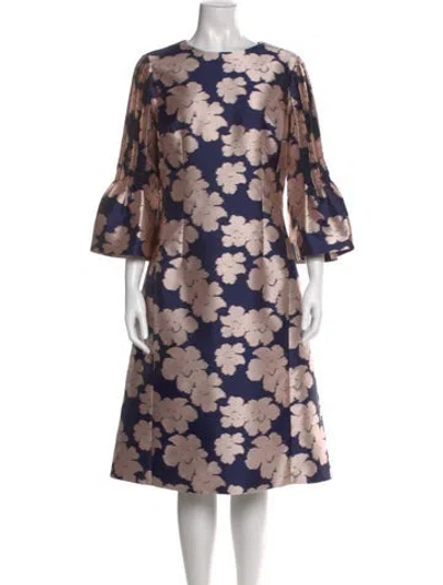 Pre-owned Teri Jon Floral Print Midi Length Dress In Multi