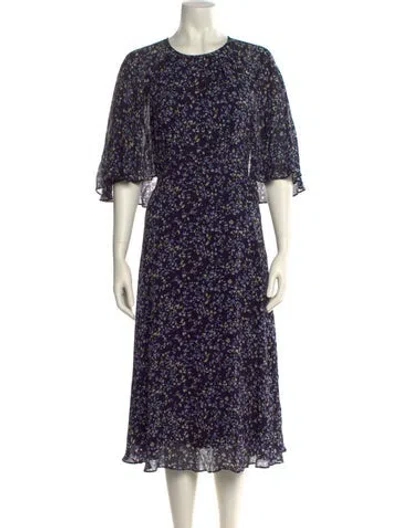 Pre-owned Teri Jon Floral Print Midi Length Dress In Multi