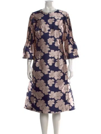Pre-owned Teri Jon Floral Print Midi Length Dress In Multi