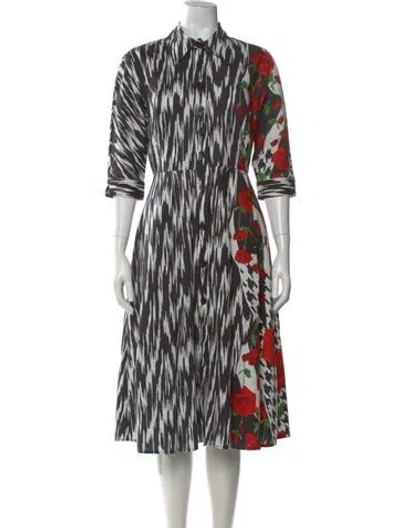 Pre-owned Teri Jon Floral Print Midi Length Dress In Multi