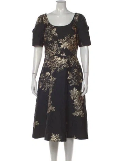 Pre-owned Teri Jon Floral Print Midi Length Dress In Multi