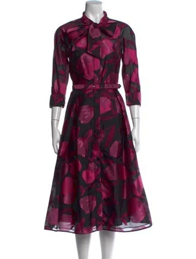 Pre-owned Teri Jon Floral Print Midi Length Dress In Multi