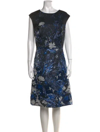 Pre-owned Teri Jon Floral Print Midi Length Dress In Multi