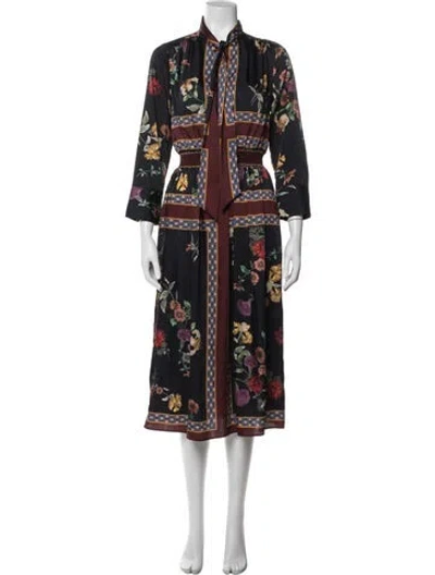 Pre-owned Teri Jon Floral Print Midi Length Dress In Multi