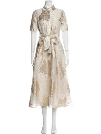 Pre-owned Teri Jon Floral Print Midi Length Dress In Multi