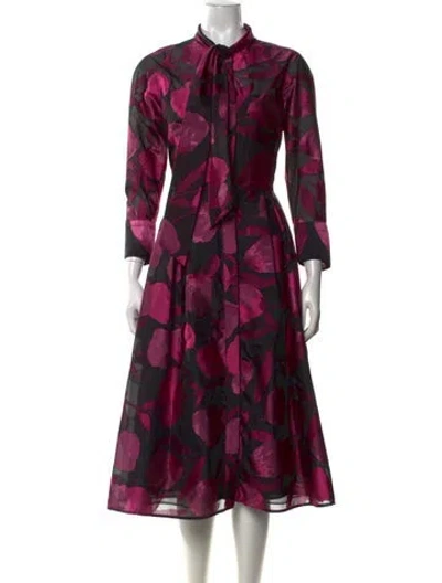 Pre-owned Teri Jon Floral Print Midi Length Dress In Multicolor