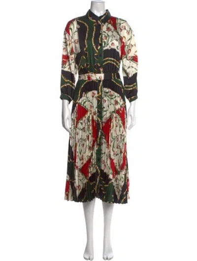 Pre-owned Teri Jon Floral Print Midi Length Dress In Multicolor