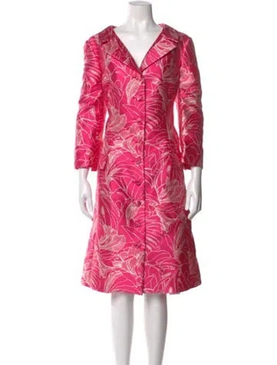 Pre-owned Teri Jon Floral Print Midi Length Dress In Pink