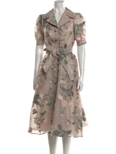 Pre-owned Teri Jon Floral Print Midi Length Dress In Pink