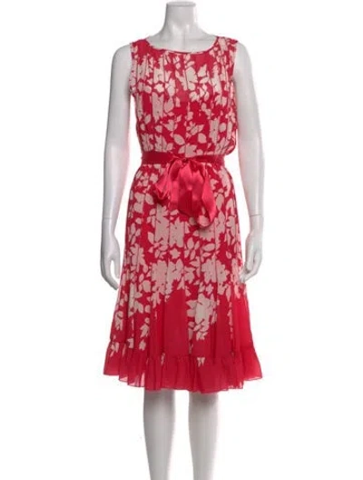 Pre-owned Teri Jon Floral Print Midi Length Dress In Pink