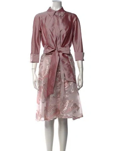 Pre-owned Teri Jon Floral Print Midi Length Dress In Pink