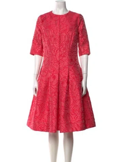 Pre-owned Teri Jon Floral Print Midi Length Dress In Pink