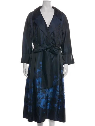 Pre-owned Teri Jon Floral Print Midi Length Dress W/ Tags In Blue