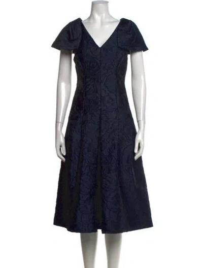 Pre-owned Teri Jon Floral Print Midi Length Dress W/ Tags In Blue