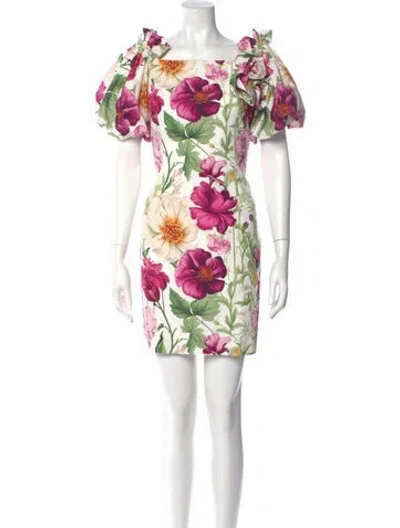 Pre-owned Teri Jon Floral Print Mini Dress In Pink