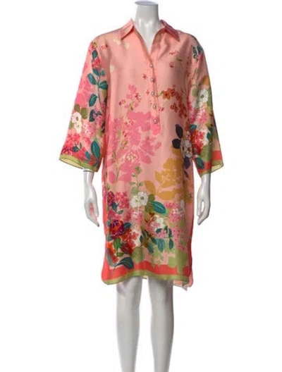 Pre-owned Teri Jon Floral Print Mini Dress In Pink