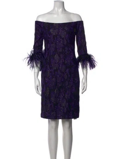 Pre-owned Teri Jon Floral Print Mini Dress In Purple