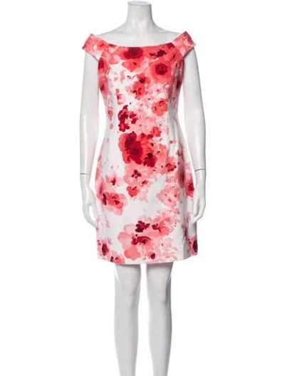 Pre-owned Teri Jon Floral Print Mini Dress In Red