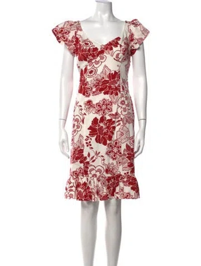 Pre-owned Teri Jon Floral Print Mini Dress In Red/white