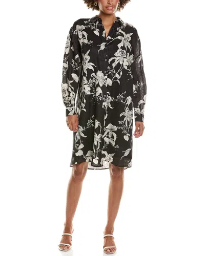 Teri Jon By Rickie Freeman Flower Print Shirtdress In Black