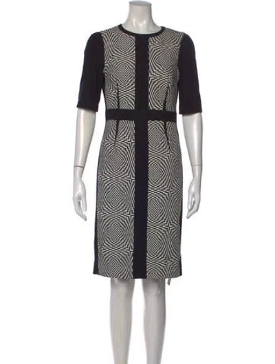 Pre-owned Teri Jon Graphic Print Knee-length Dress In Black