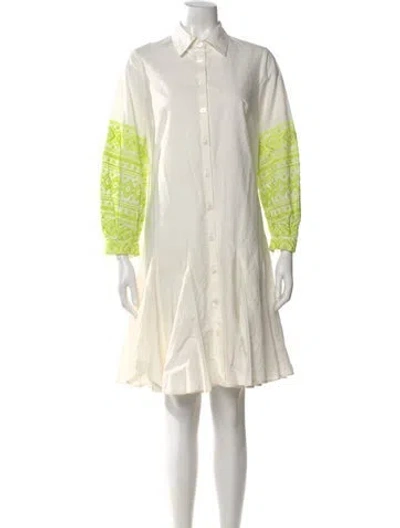 Pre-owned Teri Jon Graphic Print Knee-length Dress In White