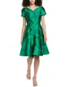 Teri Jon By Rickie Freeman Jacquard A-line Dress In Green