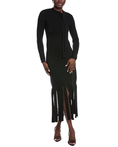 TERI JON KNITTED WOOL-BLEND GOWN