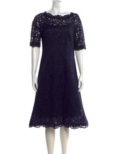 Pre-owned Teri Jon Lace Midi Length Dress In Blue