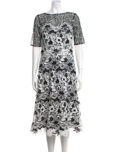 Pre-owned Teri Jon Lace Midi Length Dress In Multi