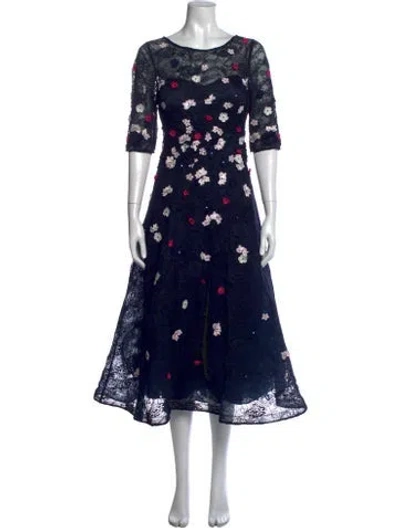 Pre-owned Teri Jon Lace Midi Length Dress W/ Tags In Blue