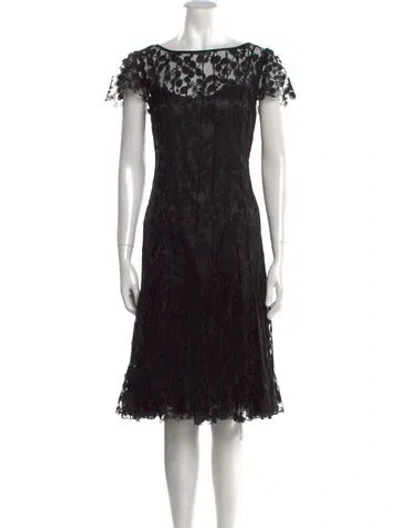 Pre-owned Teri Jon Lace Pattern Knee-length Dress In Black