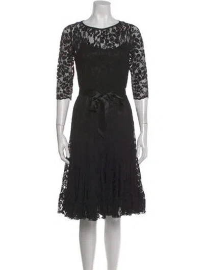 Pre-owned Teri Jon Lace Pattern Knee-length Dress In Black