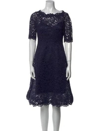 Pre-owned Teri Jon Lace Pattern Knee-length Dress In Blue
