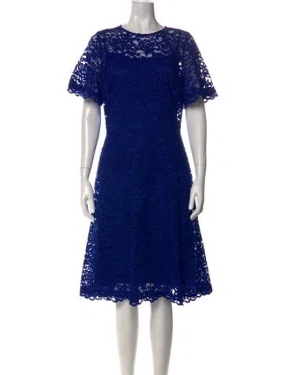 Pre-owned Teri Jon Lace Pattern Knee-length Dress In Blue