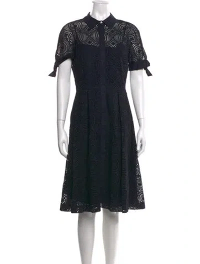 Pre-owned Teri Jon Lace Pattern Knee-length Dress In Blue