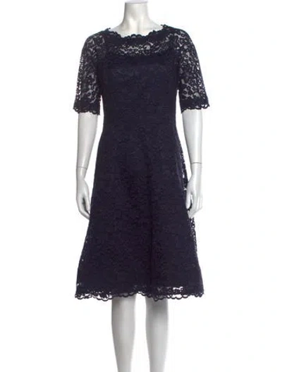 Pre-owned Teri Jon Lace Pattern Knee-length Dress In Blue