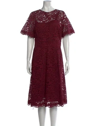 Pre-owned Teri Jon Lace Pattern Knee-length Dress In Burgundy