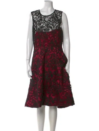 Pre-owned Teri Jon Lace Pattern Knee-length Dress In Multi