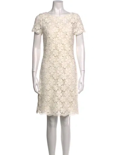 Pre-owned Teri Jon Lace Pattern Knee-length Dress In Neutrals