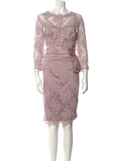 Pre-owned Teri Jon Lace Pattern Knee-length Dress In Pink