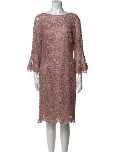 Pre-owned Teri Jon Lace Pattern Knee-length Dress In Pink