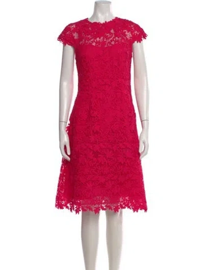 Pre-owned Teri Jon Lace Pattern Knee-length Dress In Pink